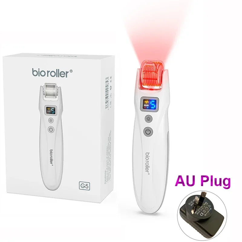 Bio Roller G5 540 Needles EMS Microneedling Derma Roller LED Light Therapy Vibration Microcurrent Facial Device With 2Pcs Heads