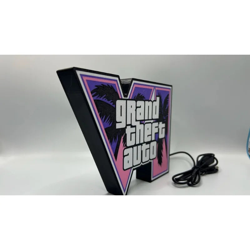 GTA 6 Grand Theft Auto VI LED Light Box Game Logo Night Light USB Power Desktop Table Lamp For Gaming Room Decor Gamer Gift