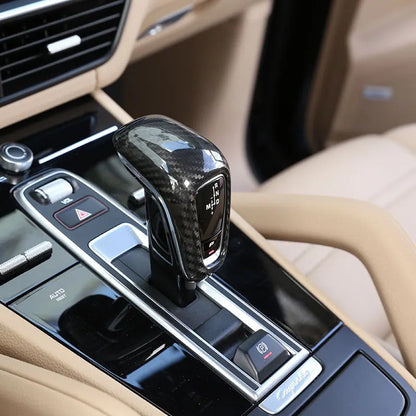 For Porsche Cayenne 2018 2019 2020 2021 2022 2023 Real Carbon Fiber Car Gear Shift Knob Trim Cover Sticker Car Accessories