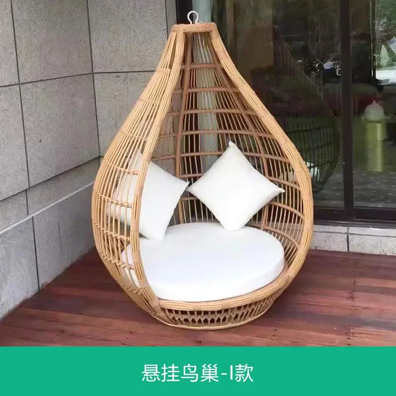 ABB  outdoor rattan bed round bed recliner Internet celebrity bed and breakfast garden hotel villa courtyard sofa