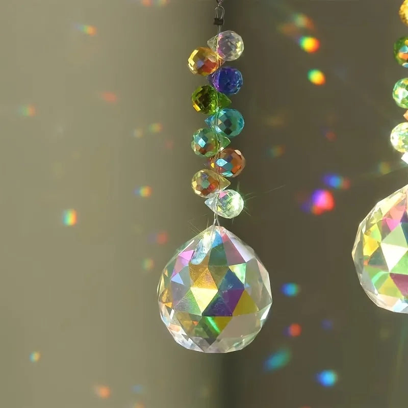 1/2pc Strawberry Bead Crystal Ball Sun Catcher - Hanging Prism For Garden & Home Decor, Glass/Iron Craft Tool