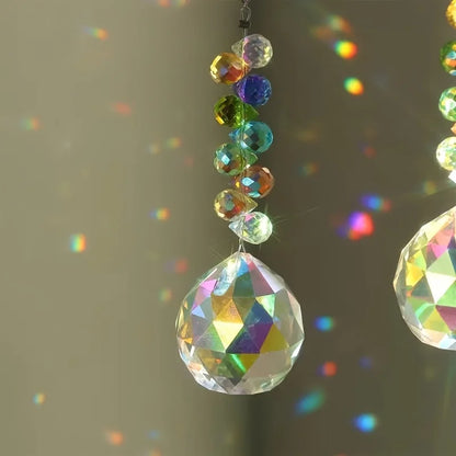 1/2pc Strawberry Bead Crystal Ball Sun Catcher - Hanging Prism For Garden & Home Decor, Glass/Iron Craft Tool