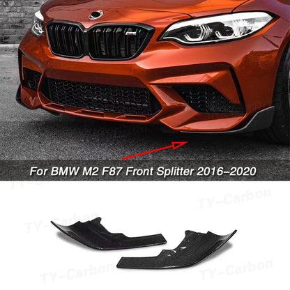 Real Carbon Fiber Car Front Bumper Splitter Side Cover For BMW F87 M2 2016-2020 Air Vent Kit Spoiler Lip Corner Guard Trim FRP