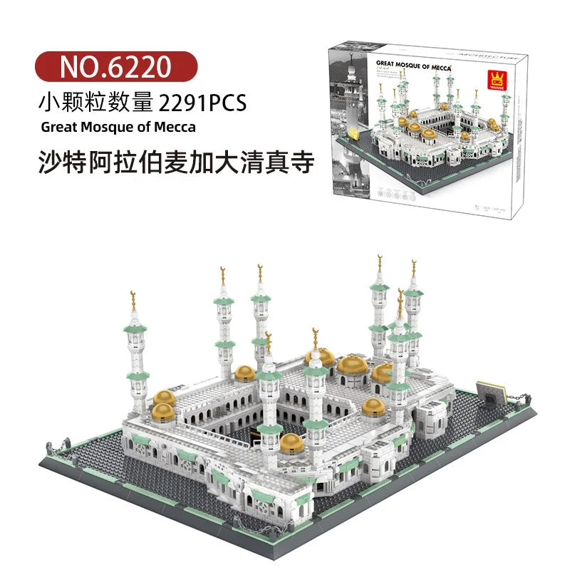 WANGE City Architecture Sydney Opera Santorini Building Blocks Chamartin Stadium Mosque Assembled Model Collection Toys For Gift