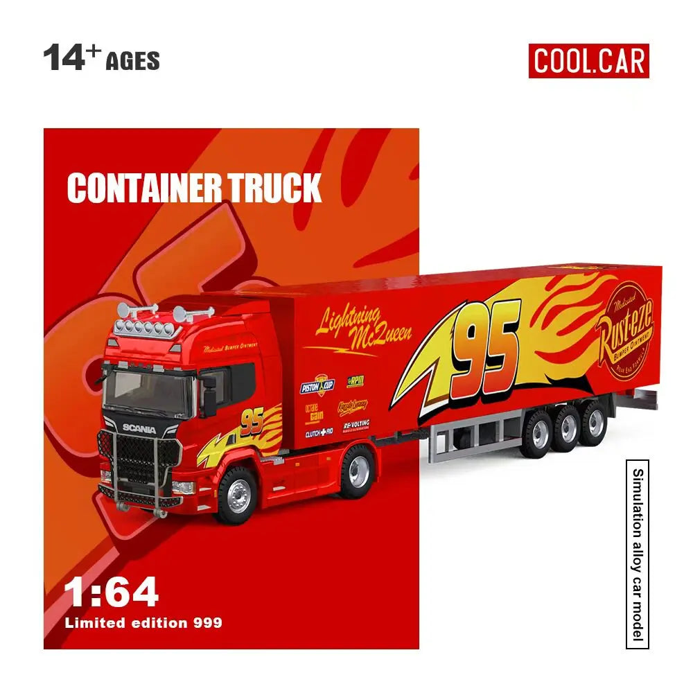 New Cool Car CC 1:64 Scania BONE DRAGON Skeleton Dinosaur Pink Panther Close Van Transport Trailer Alloy Car Model Diecast Toys