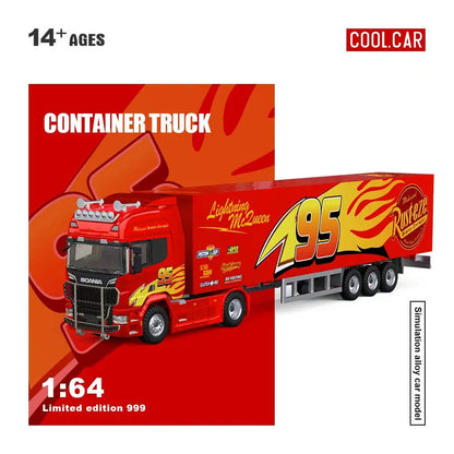 New Cool Car CC 1:64 Scania BONE DRAGON Skeleton Dinosaur Pink Panther Close Van Transport Trailer Alloy Car Model Diecast Toys