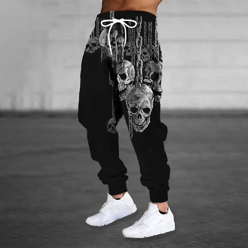 Winter New Thick Warm Pants Fashion 3D Geometric Pattern Printed Sweatpants Men Loose Casual Pocket Drawstring Sweatpants