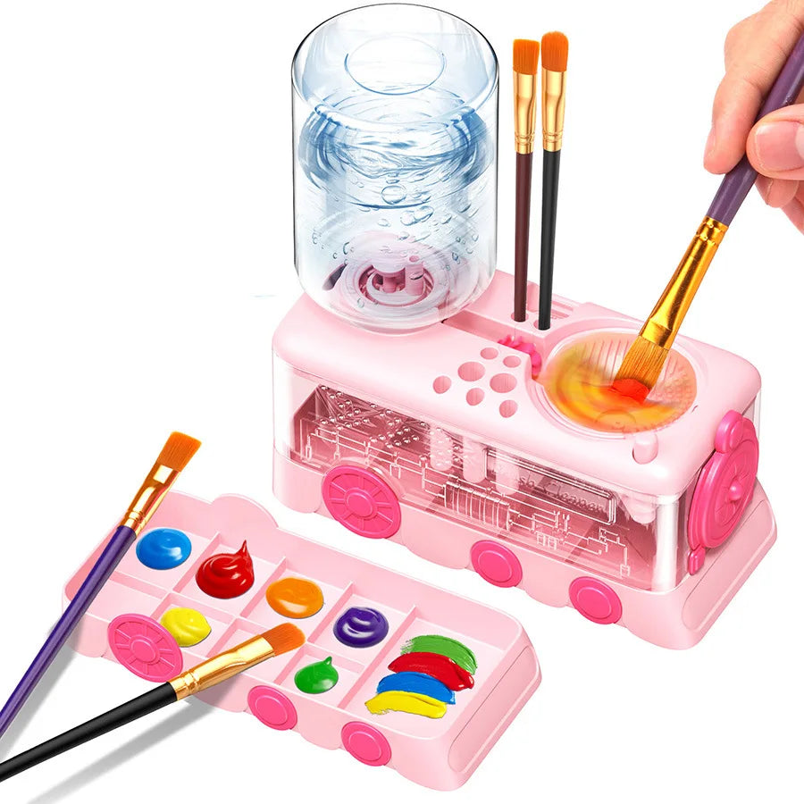 New Paint Brush Cleaner With Drain Button Automatic Water Circulation Paint Brush Cleaning Machine Cleaning Bucket Art Tools