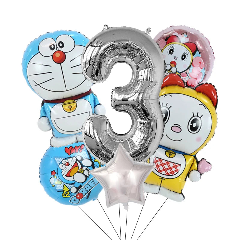 Doraemons Number 1-10 Balloons Girls Boys Birthday Decorations Baby Shower Gender Reveal Balloon Party Supplies Kids Toys Gift