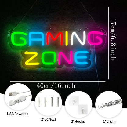 Game Neon Sign Gaming LED Neon Lights for Wall Decor USB Light Up Signs for Game Room Man Cave Teen Boy Bedroom Decorations Gift