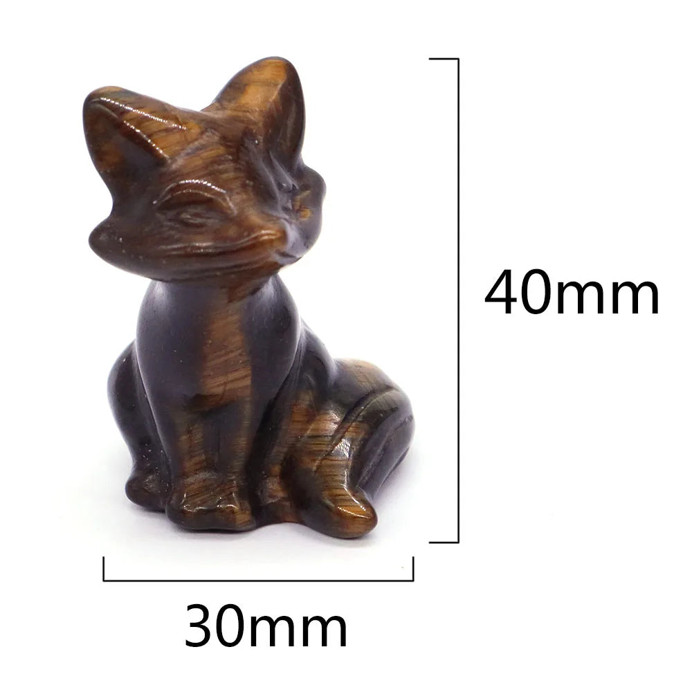 Wholesale Lots 1.5" Fox Statue Natural Stone Crystal Reiki Healing Quartz Gemstone Animal Figurine Crafts Home Decor Gifts