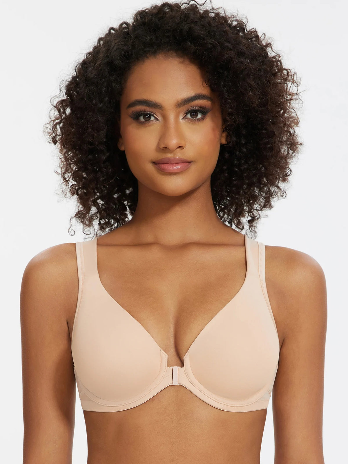 MELENECA Women's Front Closure Bras Plus Size Unlined Underwire Back Support Posture Bra