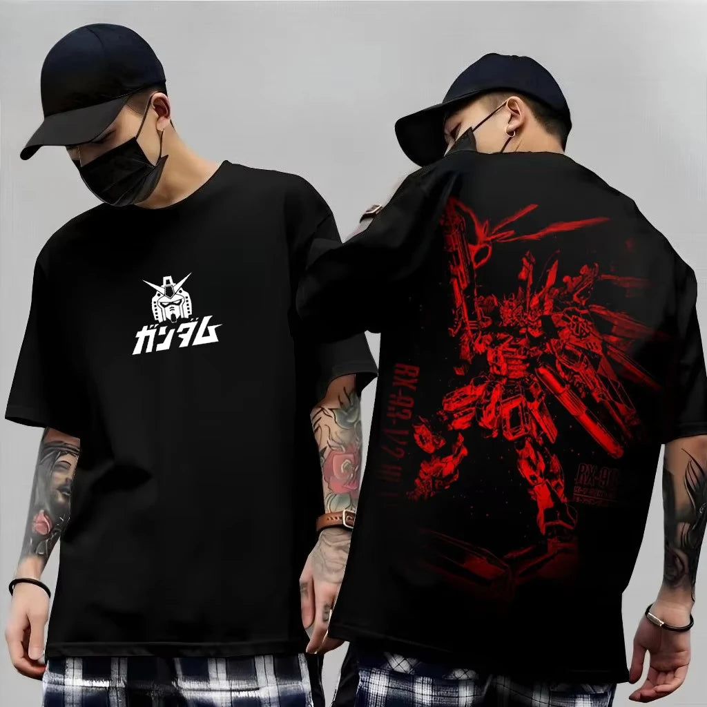 2026 New Japanese Anime Mech Series "Mobile Suit Gundam Summer Short sleeved Printed T-shirt for Men and Women"