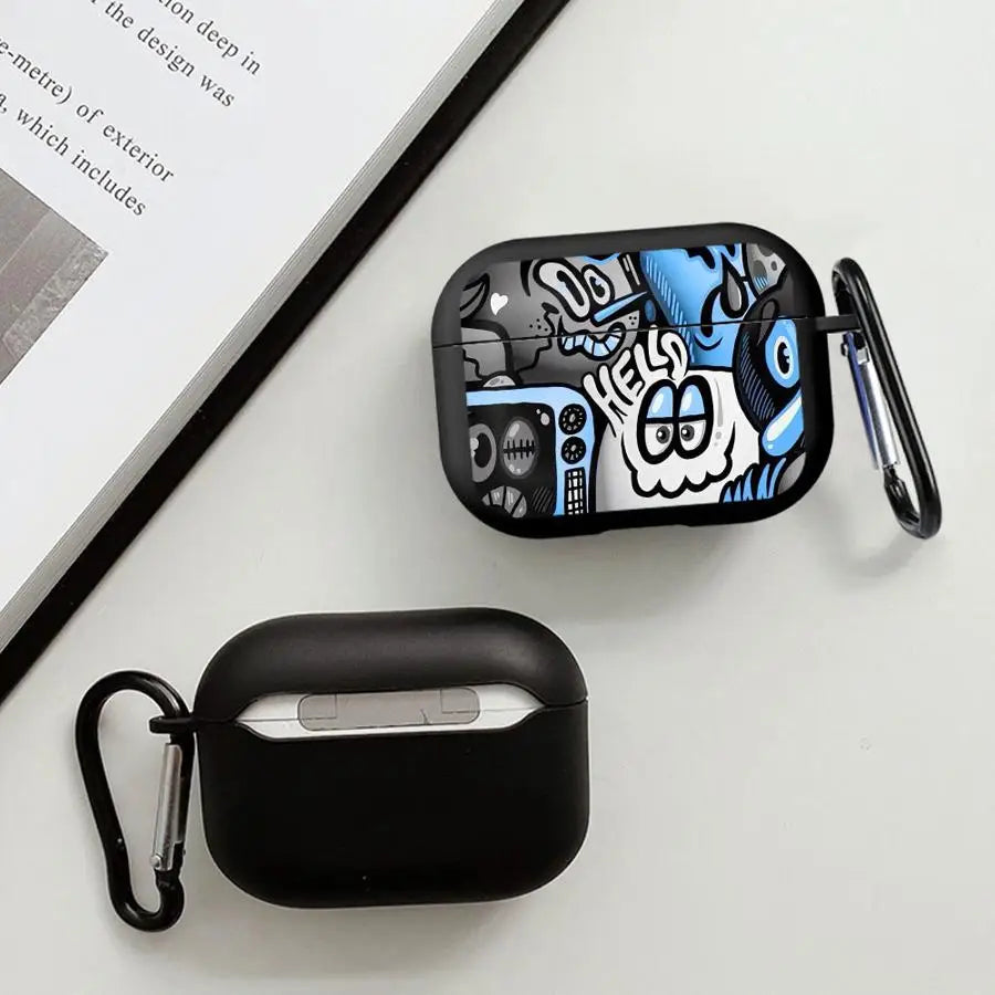 Case For Airpods 3 Pro3 4 Pro2 2 Pro 1 Earphone Cases Cover Super Cool Black Graffiti