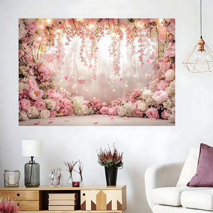 1 romantic flower polyester wedding background light, multi-purpose banner for event decoration, photography