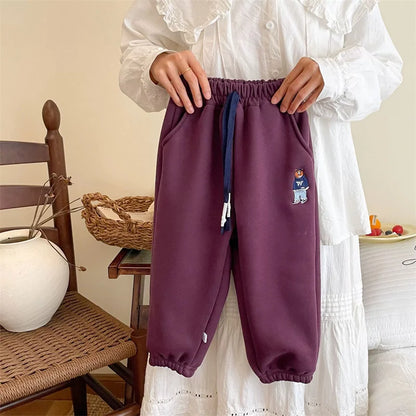 Boys Thickened Trousers Girls Padded Sweatpants Winter Children's Warm Cotton Pants Autumn Fashion Cartoon Bottoms Kids Clothes