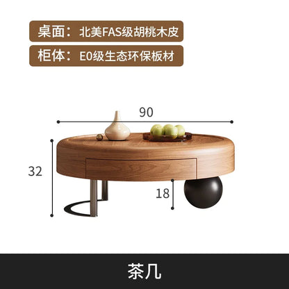 Round Wabi Sabi Coffee Table Glamour Classic Vintage Storage Coffee Table Aesthetic Modern Table Basse Living Room Furniture