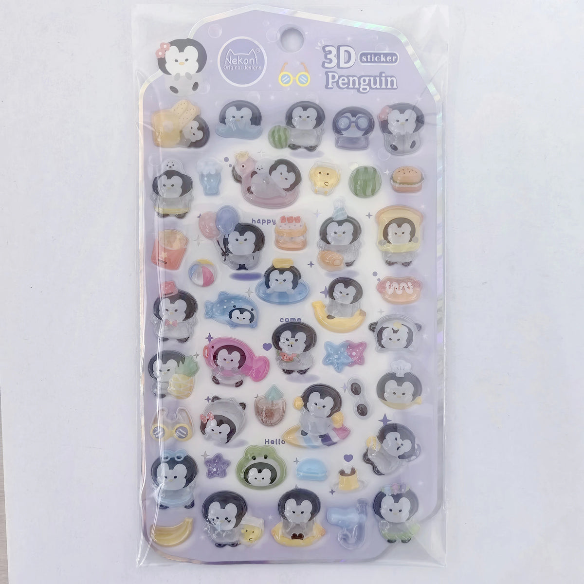 NEKONI 3D Animals Penguin Seal World Relief Stickers Scrapbooking DIY Journaling Stationery Diary Cute Stickers School Supply