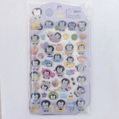 NEKONI 3D Animals Penguin Seal World Relief Stickers Scrapbooking DIY Journaling Stationery Diary Cute Stickers School Supply