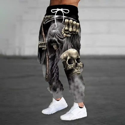 Winter New Thick Warm Pants Fashion 3D Geometric Pattern Printed Sweatpants Men Loose Casual Pocket Drawstring Sweatpants