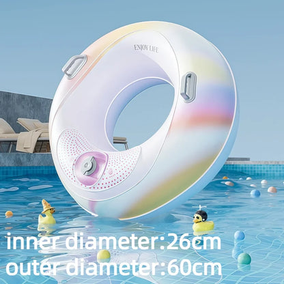 60-100cm Double Handle Thicken Swimming Ring Pool Float Water Play Summer Beach Party Swimming Circle Press‑to‑Inflate