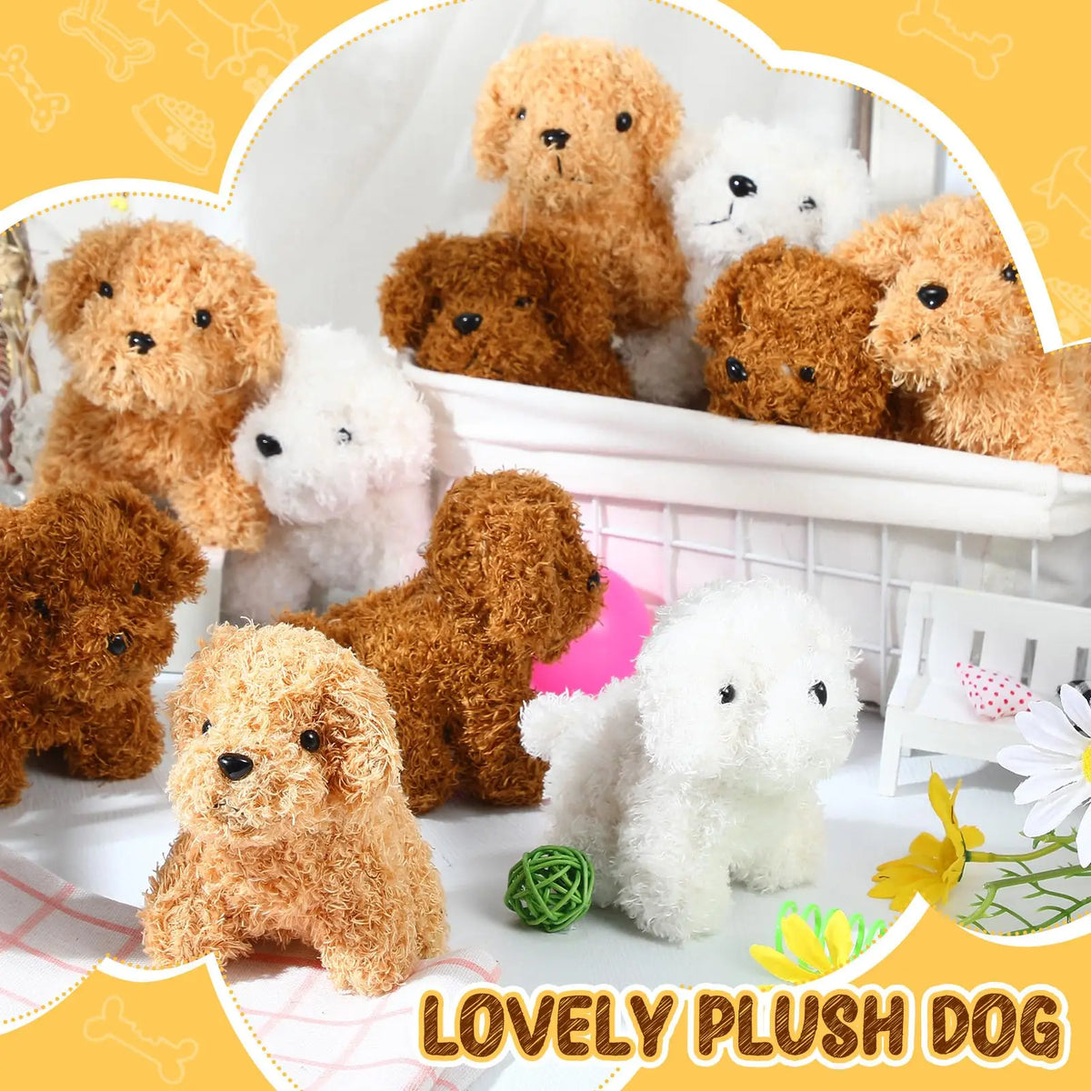 Teddy Dog Plush Toys 4.72 Inch Stuffed Puppy Dogs Mini Plush Dogs for Adopt a Puppy Party Favors Christmas Baby Shower Birthday