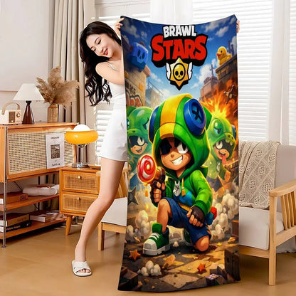 Game B-rawl Game S-Stars Anime Microfiber Printed Beach Towel Mountain Climbing Yoga Beach Swimming Running Absorbent Soft Towel