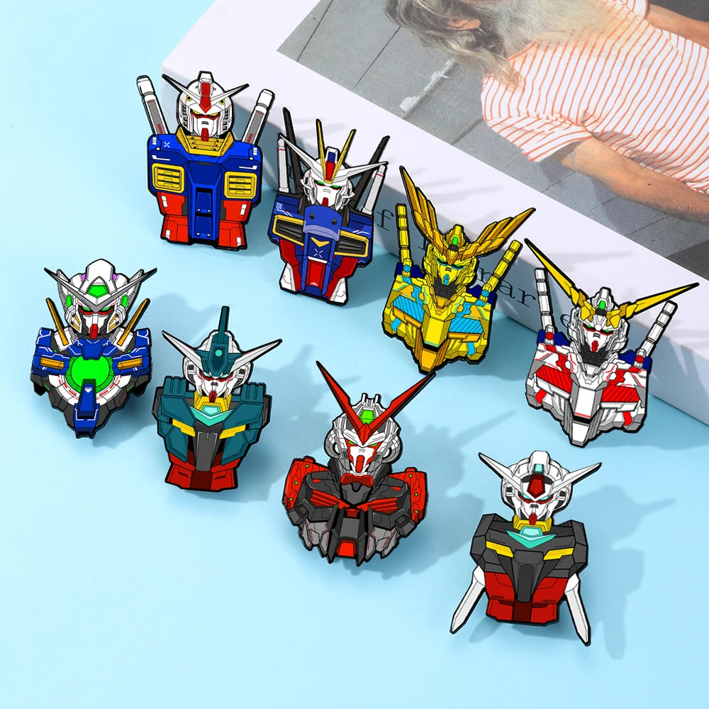 4/8pcs Japanese Anime Mobile Suit Gundam Enamel Pins Cartoon Creative Alloy Brooch Fashion Accessories for Bags And Clothing