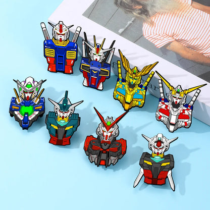 4/8pcs Japanese Anime Mobile Suit Gundam Enamel Pins Cartoon Creative Alloy Brooch Fashion Accessories for Bags And Clothing