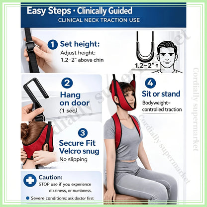Upgraded version of door hanging cervical brace, with thickened neck support and cervical fixation strap to relieve breathabilit