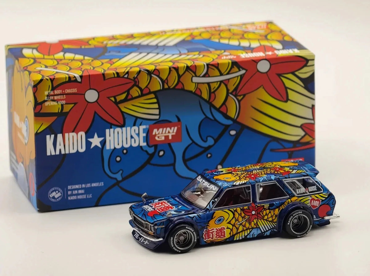 MINIGT Kaido House KHMG248 1:64 Alloy Diecast Datsun Kaido 510 Wagon Koi Wagon V1 Collectible Model Car Diecast Model 248 Chase