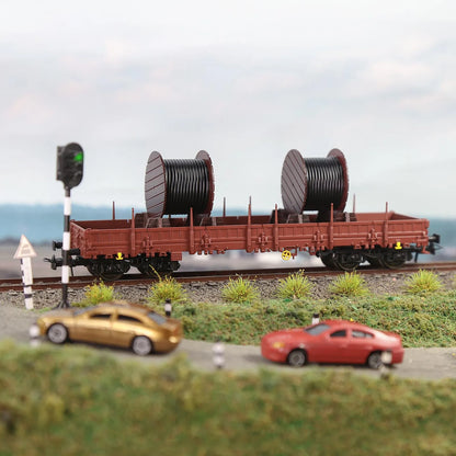 1 Unit Evemodel Trains - Painted Brown HO Scale 40' Low-side Car Model Wagon with Metal Wheels C8764