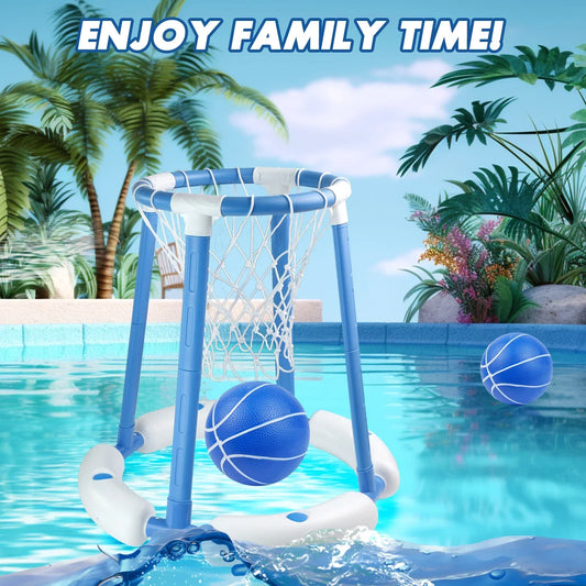 360° Floating Pool Basketball Game, Includes Hoop, Basketball, and Inflator - Available in Red or Blue, Christmas/Halloween Gift
