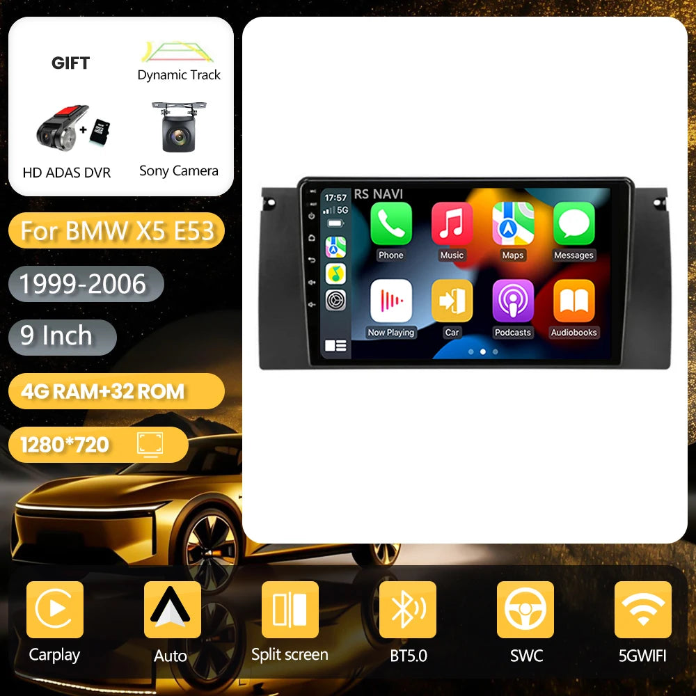 Android 16 Carplay Auto 2K Screen Car Radio Multimedia Player For BMW M5 E39 1995-2006 E53 X5 M5 2din Autoradio Stereo Head Unit