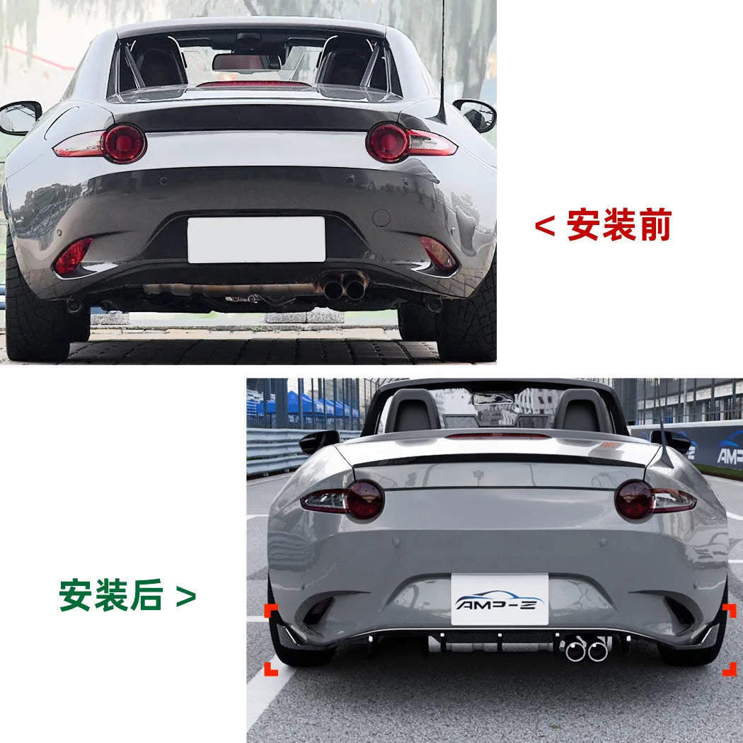 2016 To Up For Mazda MX-5 Miata ND Rear Bumper Lip Splitter Diffuser Body Kits Tuning By ABS Gloss Black Spoiler Vent Cover