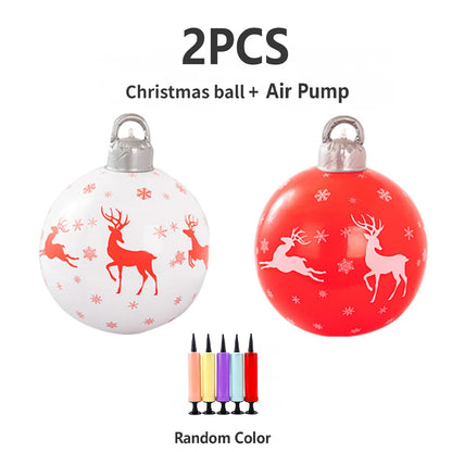 2Pcs 40cm PVC inflatable Christmas decoration ball ornament. Christmas outdoor holiday yard lawn porch decoration