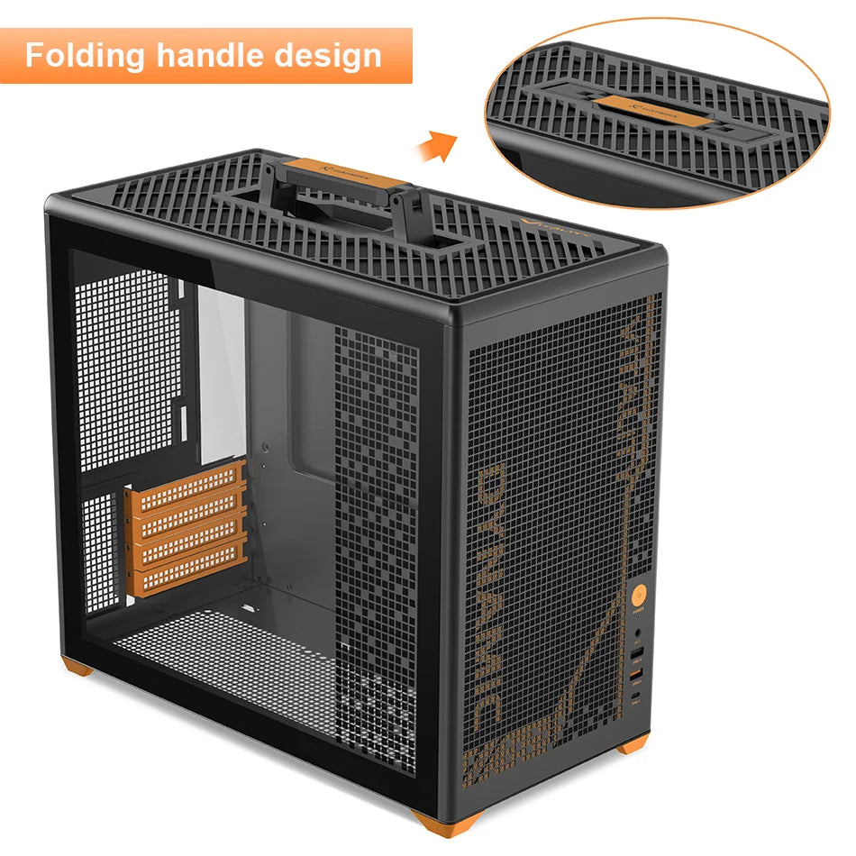 Power Train P80 Desktop MATX Case Glass Side Transparency Handheld Quick Release Desktop Computer Support 240 water cooling