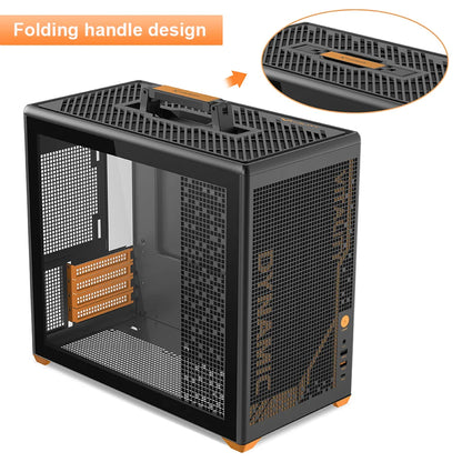 Power Train P80 Desktop MATX Case Glass Side Transparency Handheld Quick Release Desktop Computer Support 240 water cooling