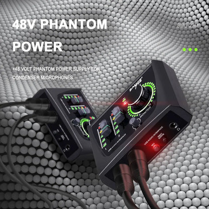 BOMGE Mini 2 Channel USB Audio Interface Sound Card Recording Streaming and Podcasting with XLR/48V Phantom Power for Guitarist