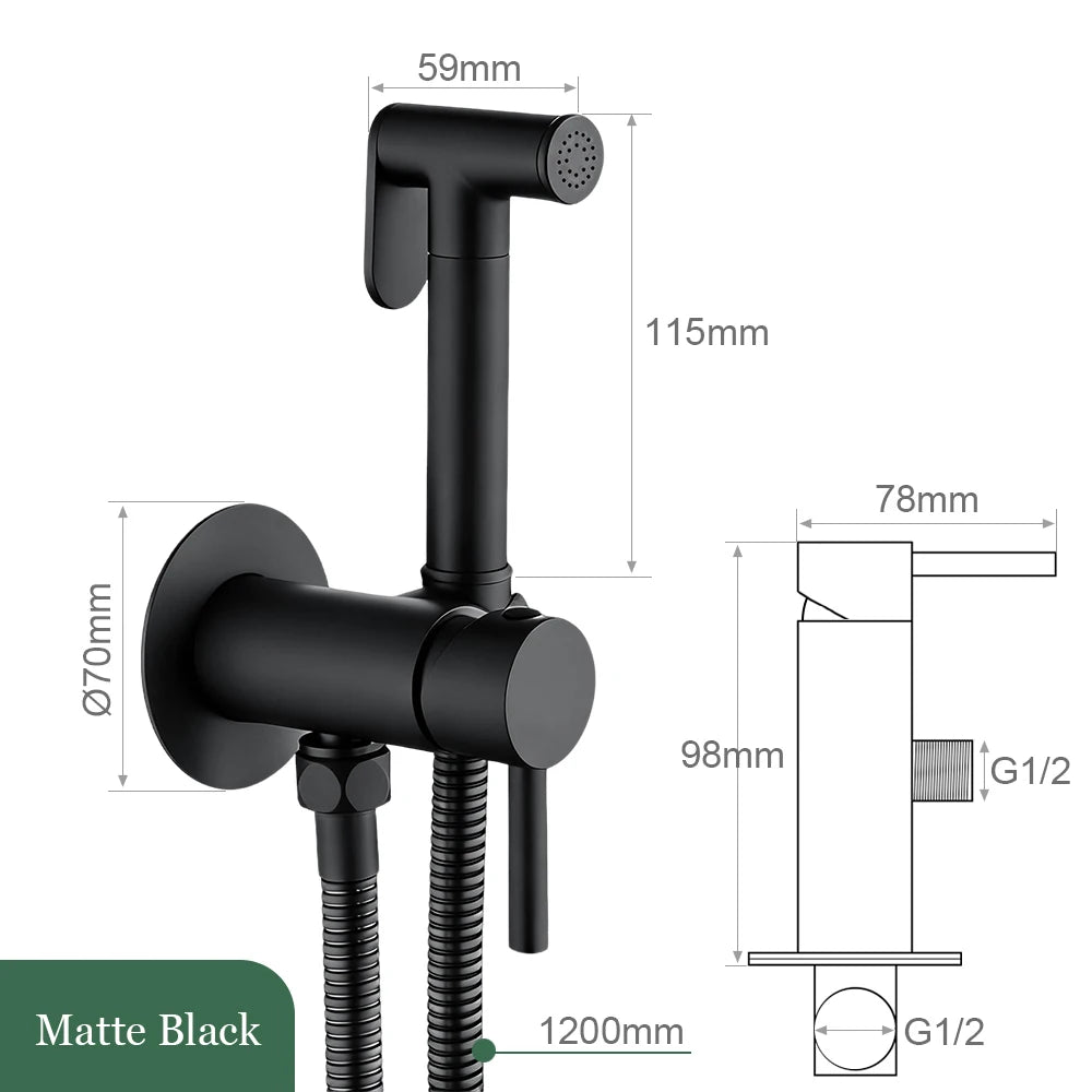 Brushed Rose Gold Bidet Sprayer Faucet Bathroom Mixer Wall Mounted Hot Cold Water With Hose Smesiteli