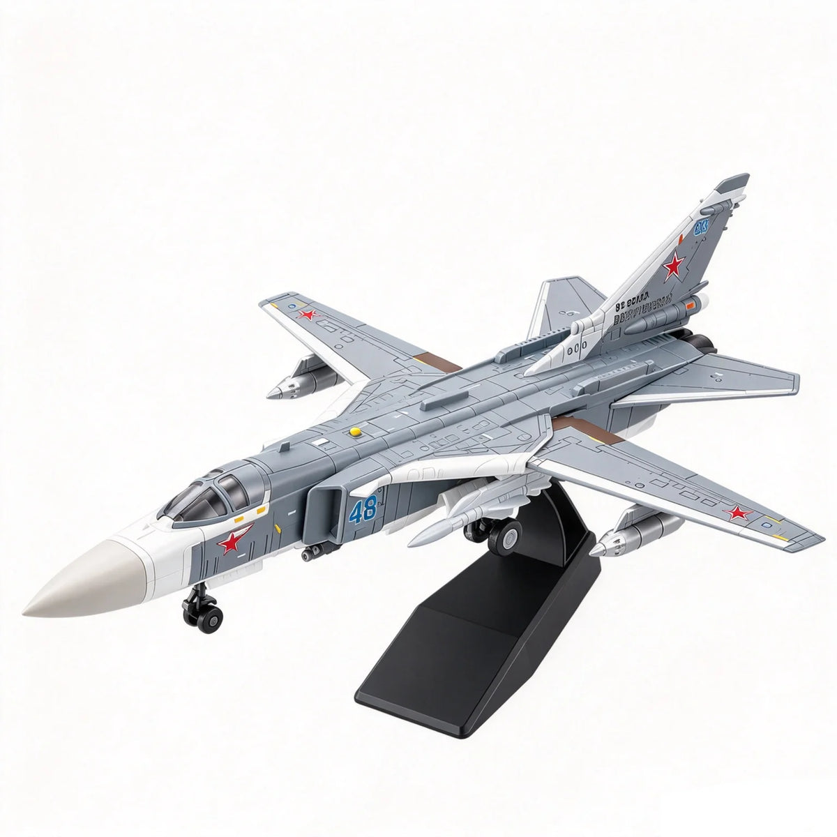1/72 Su-24 Fencer Plastic Assembly Model Russian Fighter Jet Open Cockpit & Detachable Missiles ABS Aircraft Kit Gift