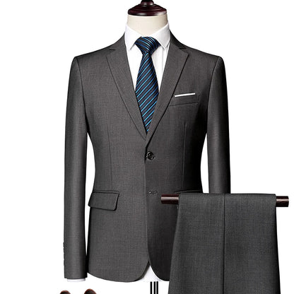 Classic Wedding Tuxedos Casual Solid Suits Slim Fit 3/2 Pieces Groomsmen Suit Male Formal Business Men Clothing