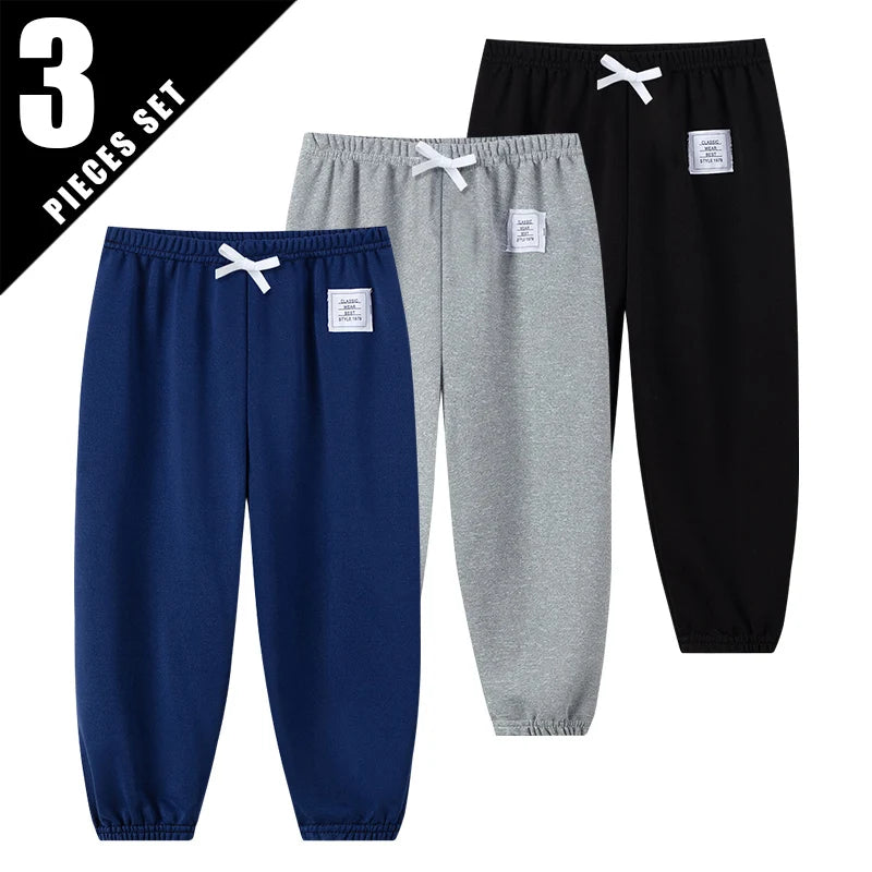 1/3 Pcs Four Seasons Children's Leisure Sports Pants Solid Color Basic Boy Running Holiday 9 Pants Girl Joker Comfortable Pants