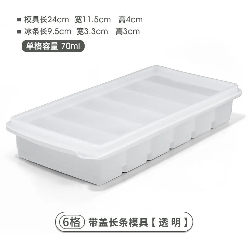 Silicone Ice Mold A box Of Six Bars With A Lid Ice Tray Home Long Tumbler Kitchen Ice Model Juice Mixers Ice-cream Use Dessert