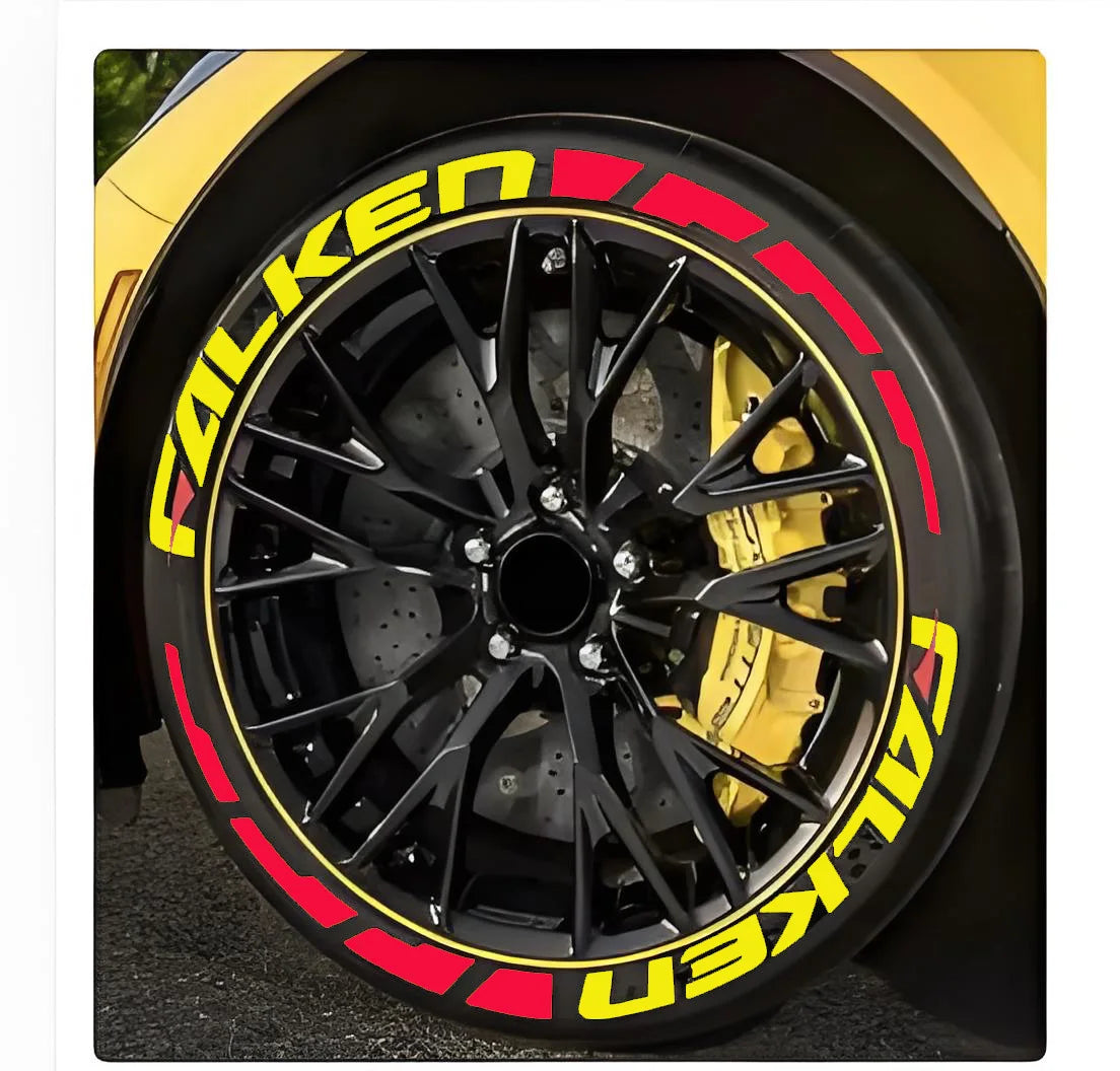8pcs/lot Car Tire Decor Stickers Car Tuning Universal 3D Permanent PVC Joined Stickers Car Sticker for 4 Wheels Decals