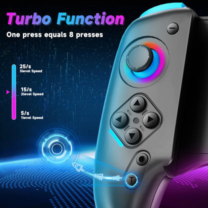 Controller For Nintendo Switch 2/Joycon One-piece Joypad,Wired RGB Gamepad 9Axis Gyro Dual Shock Turbo Programable Game Pad Grip