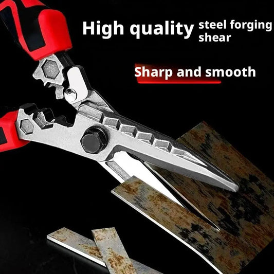 IndustriaL Stainless Steel Electrician Scissors With Wrench Function For Cable Iron Wire Cutting Stripping Crimping Hand Tool