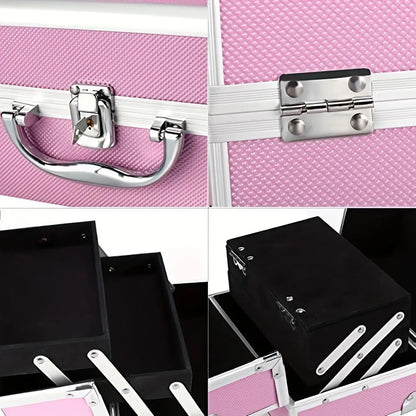 Portable Makeup Case with Lock & Mirror | Professional Cosmetic Organizer for Travel, Nail Tech & Aestheticians | Secure Storage