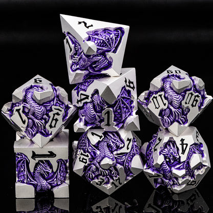 Dragon DND Metal Dice Set D6 D&D Dungeon and Dragon Pathfinder Table Role Playing Game Black Red RPG Polyhedral D20 D and D Dice