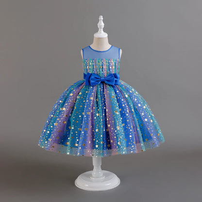 1-10 Years Baby Girl Clothing Rainbow Sequins Dress For Christmas Halloween Brithday Party Kid Girl Wedding Princess Dresses